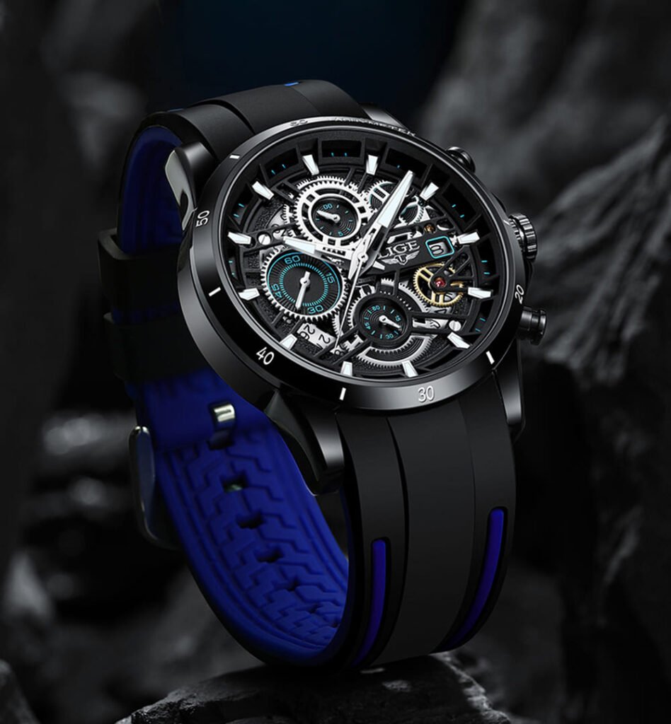 Lige 8977-Watch Ideas-Black-Blue-Rubber